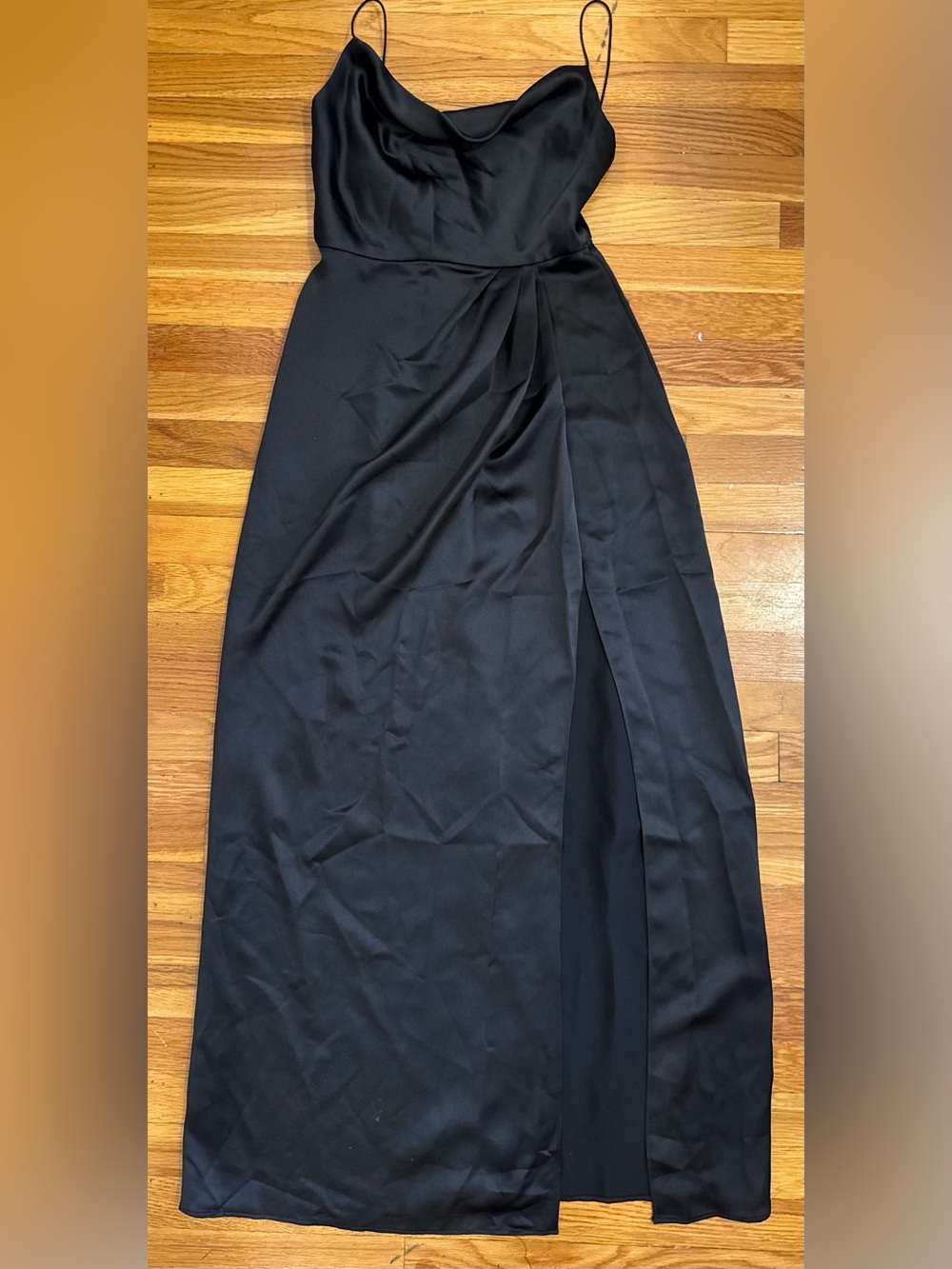 Amsale Black Mavi Gown Bodice Side Slit Size 4 Bridesmaid Formal
